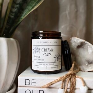 Creamy Oats Candle, Honey & Oats, Handmade Soy Wax Candle, Strong Scented, 8oz